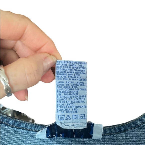 Vintage Pellini Blues Denim Romper Maxi Dress size Large - Picture 4 of 5